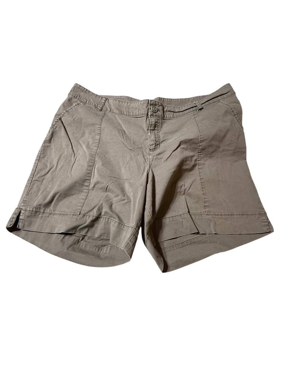 Lane Bryant Shorts Size 20 Plus Taupe Brown Mid Rise Chino Utility Cotton
